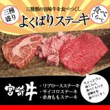 宮崎牛よくばりステーキ三種盛り【送料無料】